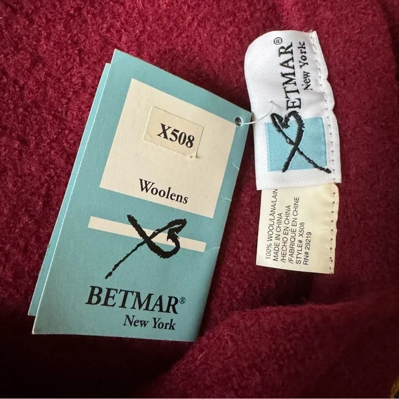 NWT Vintage Betmar Beret Raspberry Wool W Pink Bow #508  NOS New - Picture 4 of 7